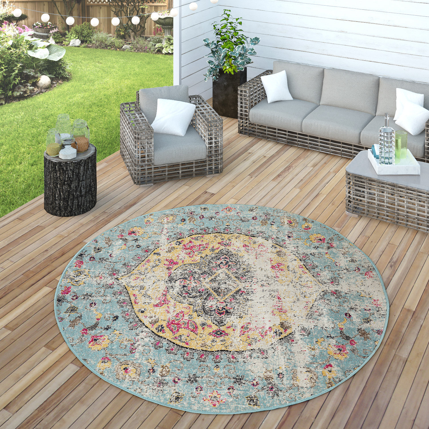World Menagerie Efraim Flatweave Light-Blue Indoor/Outdoor Rug ...