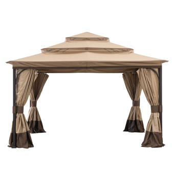 Outsunny 10 Ft W X 13 Ft D Steel Patio Gazebo Reviews Wayfair Ca