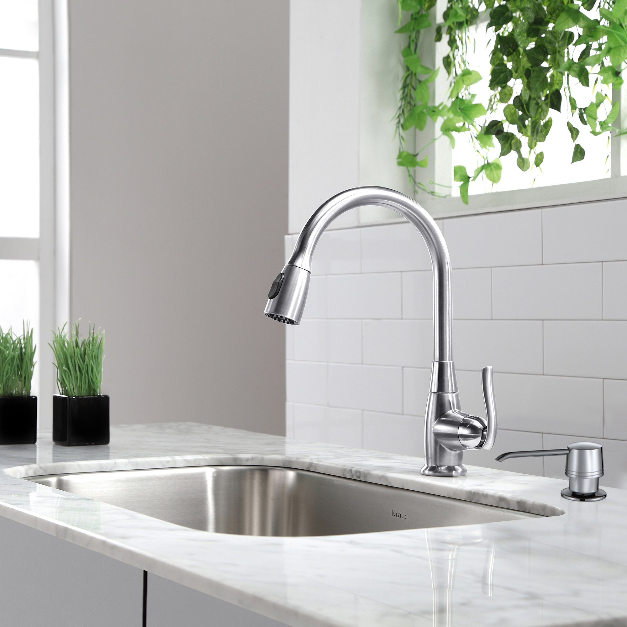 kitchen sink faucet with soap dispenser