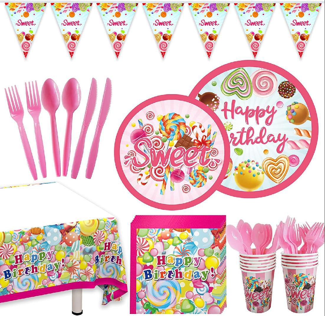 Sweet Birthday Tableware Party and decorations plates/napkins/ 