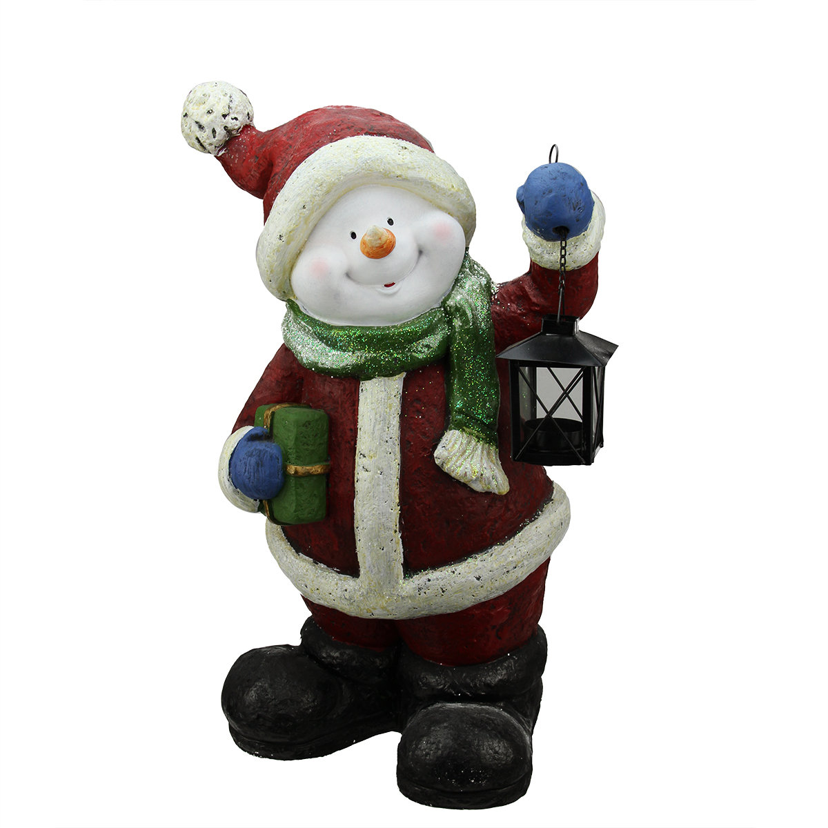Northlight Festive Glitter Snowman With Lantern Christmas Table
