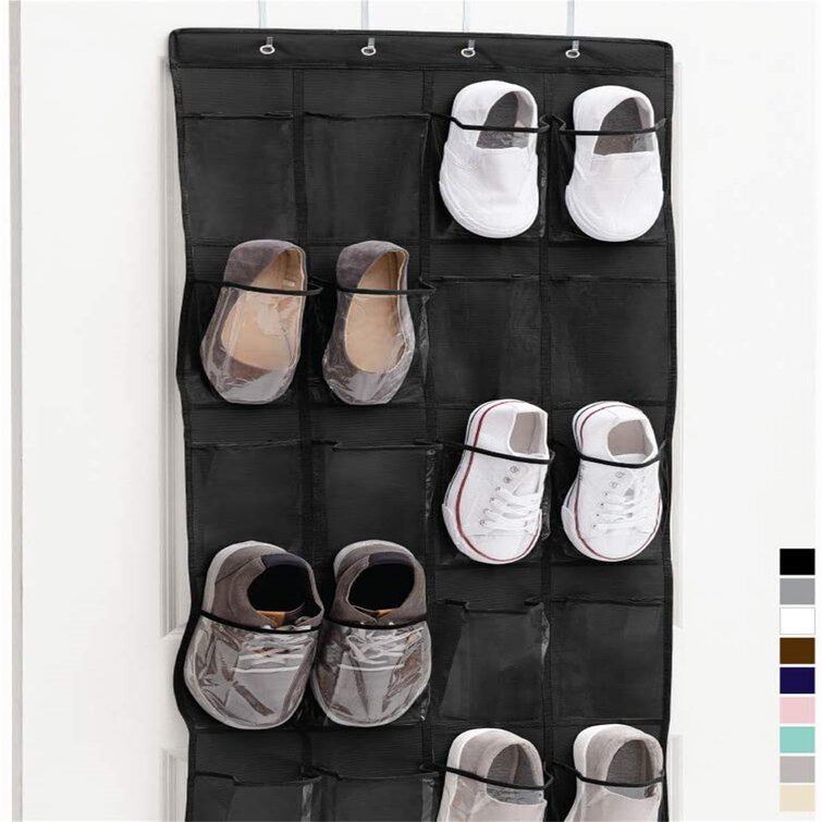 24 Pockets Large Clear Pockets Over The Door Hanging Shoe Organizer Gray New