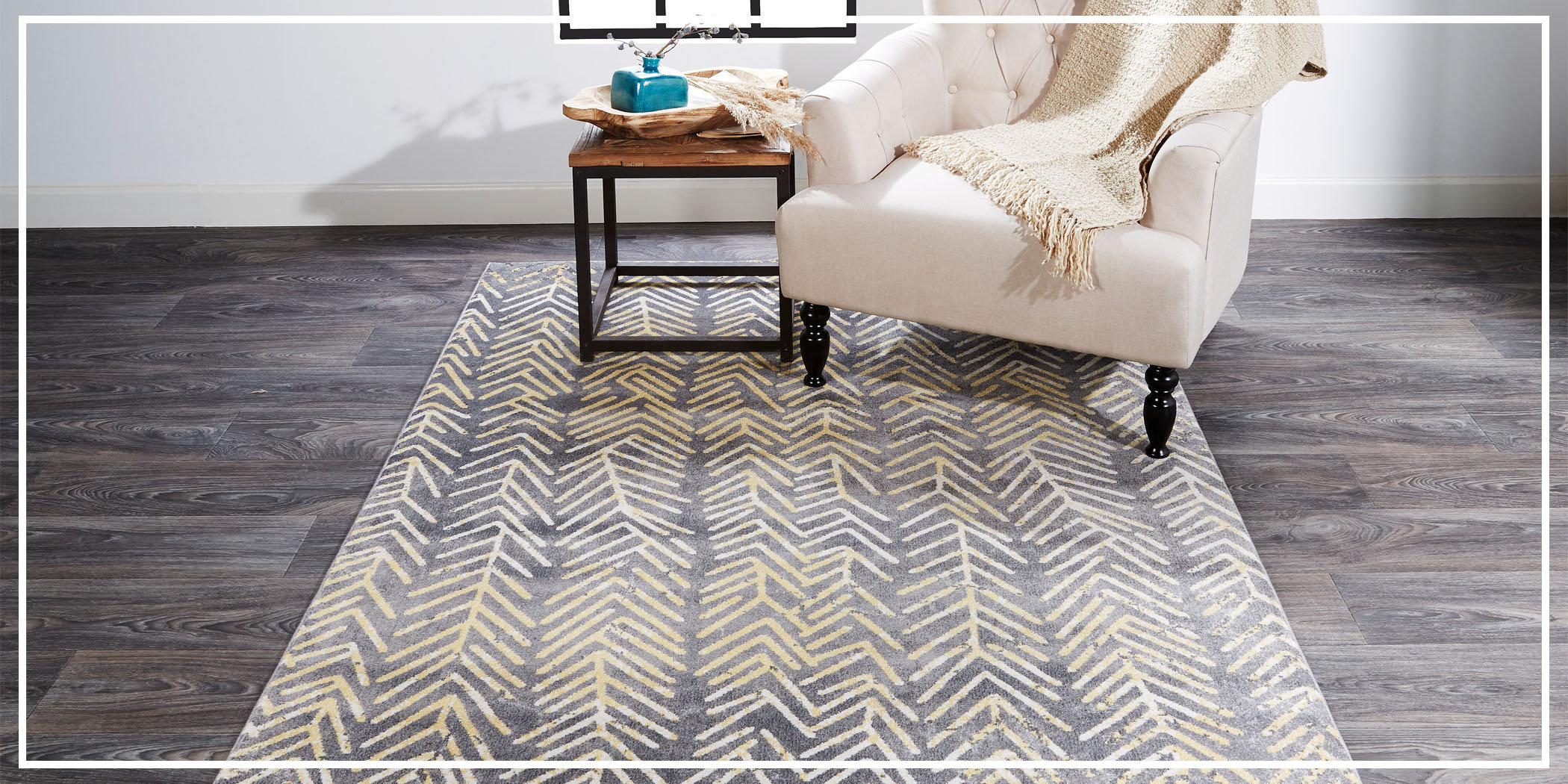 Room Evny Palomar HandKnotted Wool Southwestern Area Rug in Charcoal