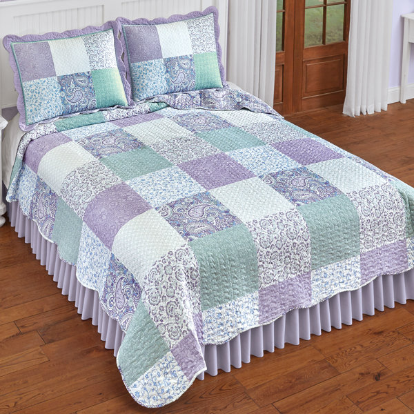 Lavender Patchwork  Quilt Throw Blanket Bedspread Set RRP £39.99 Now Only £23.49 