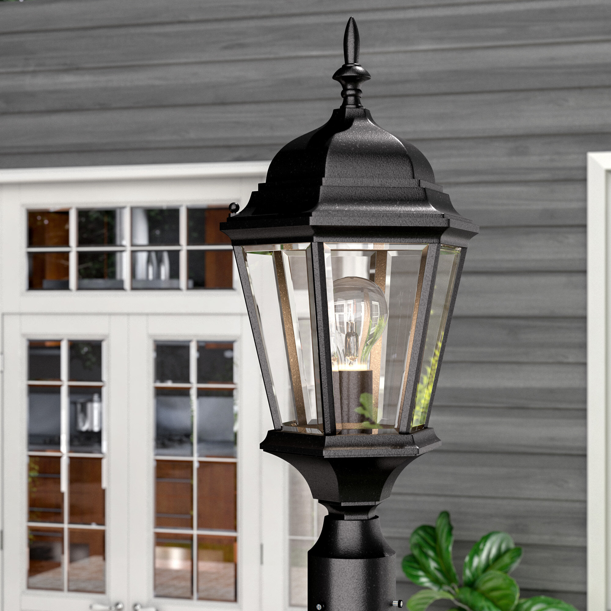 Outdoor Fixture Post Lantern Light Garden Lamp Yard Patio Pillar Candle Lighting 