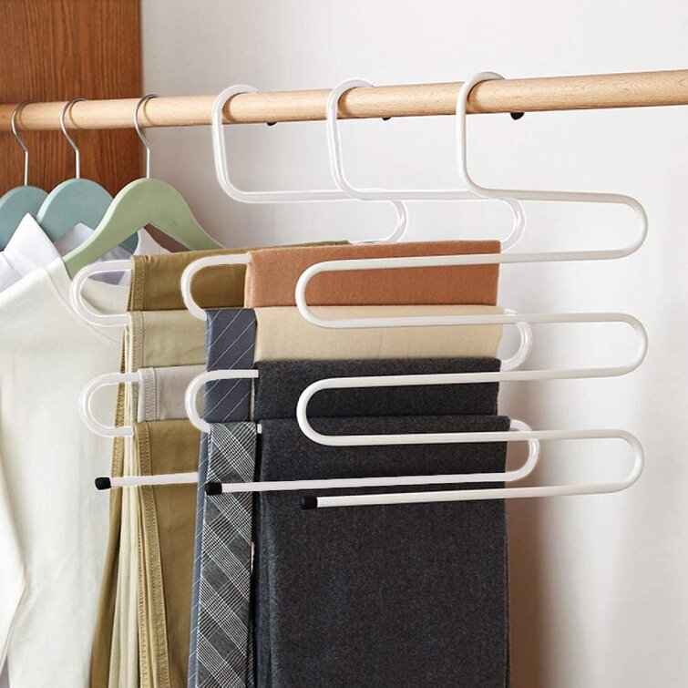 Pants hanger non-slip S-shaped 5-layer closet space saving jeans and tie clothes 