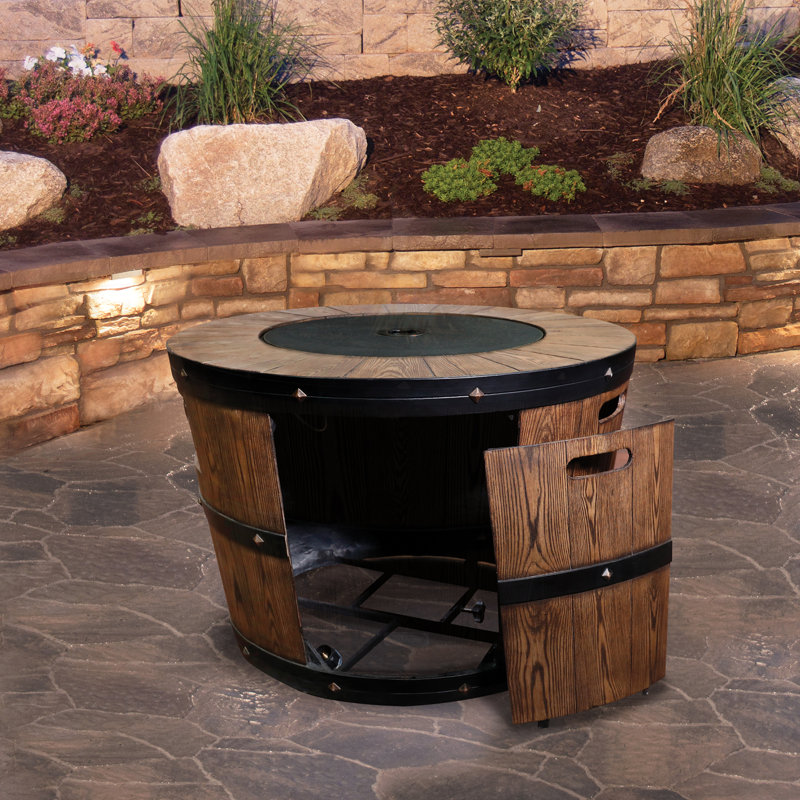 Sunbeam Wine Barrel Concrete Propane/Natural Gas Fire Pit ...