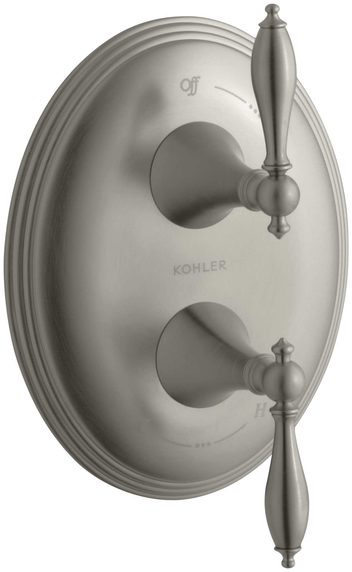Kohler Finial® Traditional Valve Trim with Lever Handles for Stacked Thermostatic Valve Trim