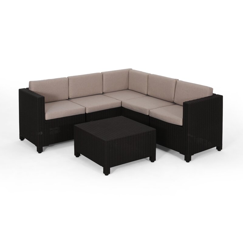 Dudek Outdoor 6 Piece Sectional Seating Group with Cushions