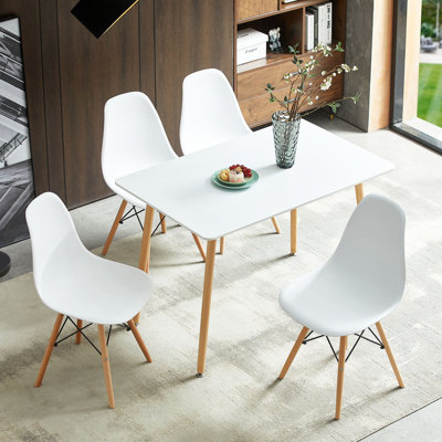 4 Dining Chairs, White