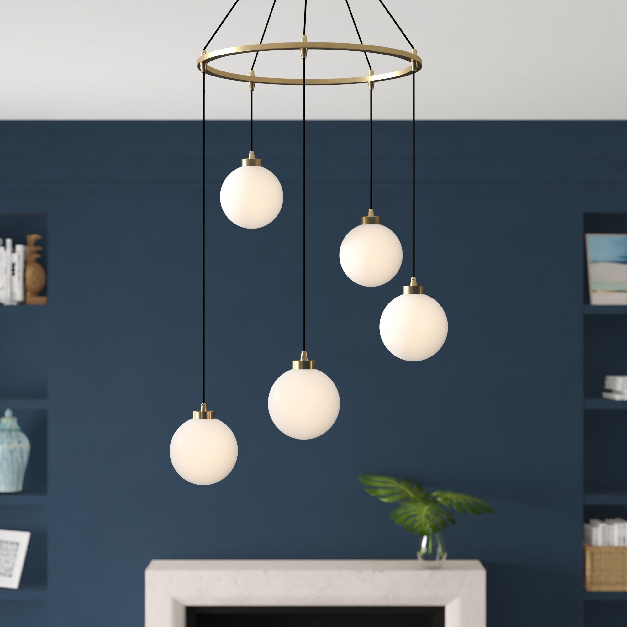 5 light cluster globe pendant