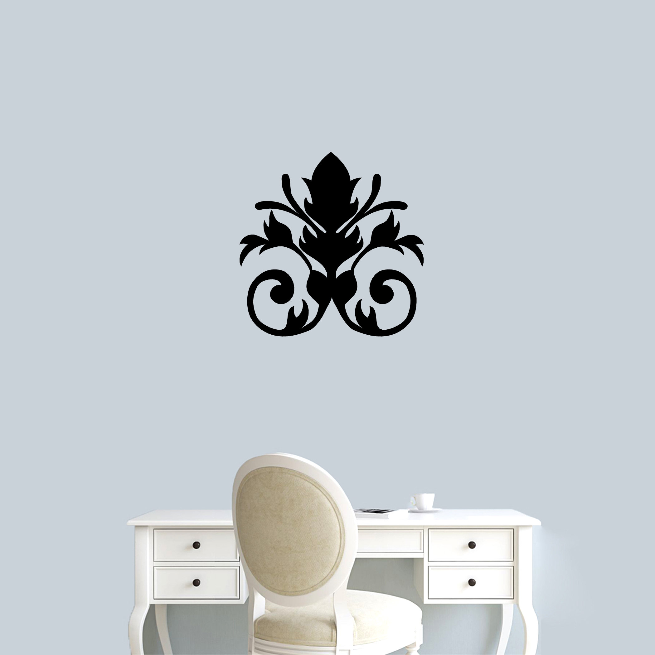 Home Decor Scroll Fleur De Lis Damask Backsplash Wall Decal