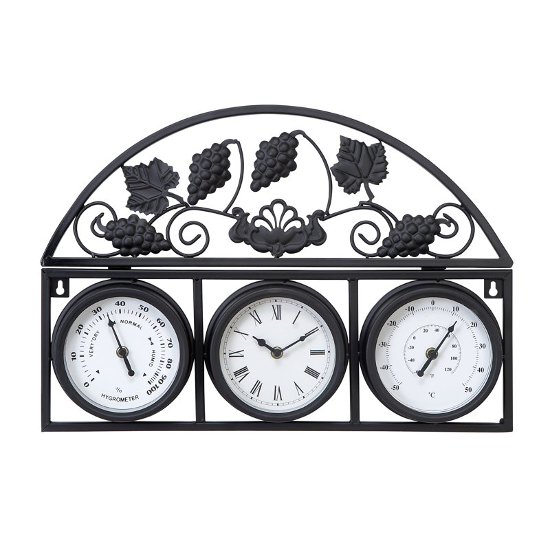 Fleur De Lis Living Erin Outdoor Clock with Thermometer ...