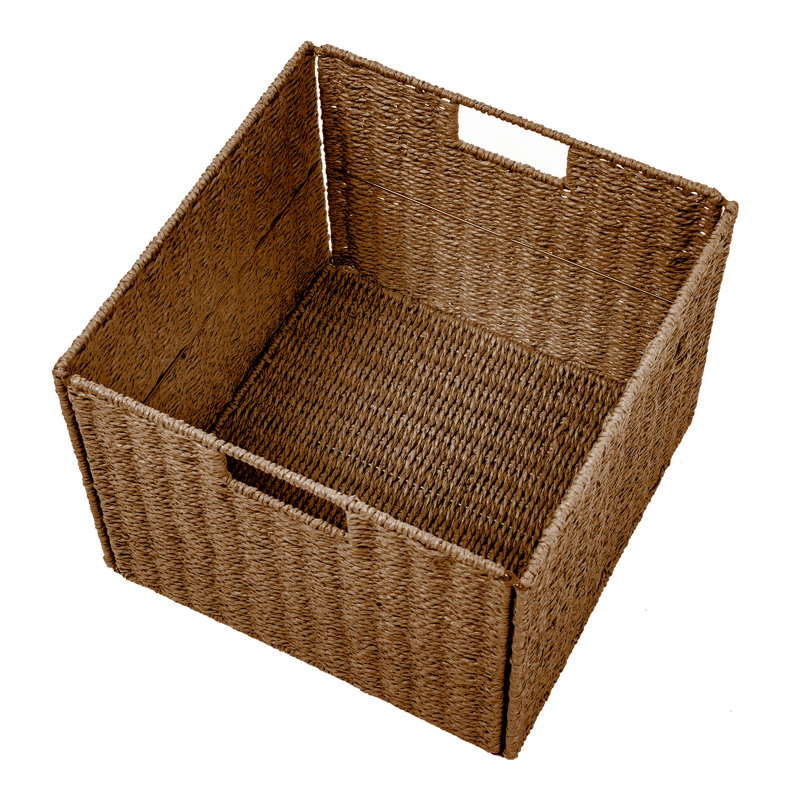 Trademark Innovations Foldable Storage Wicker Basket With Iron Wire Frame Wayfair