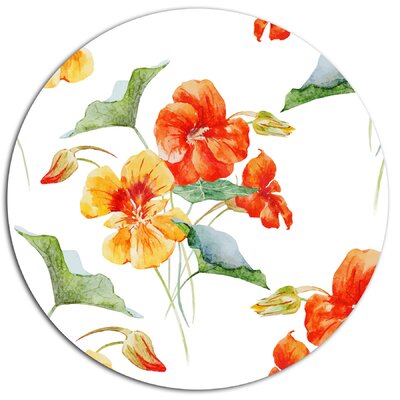 'Watercolor Nasturtium Flower Pattern' Photographic Print on Metal DesignArt