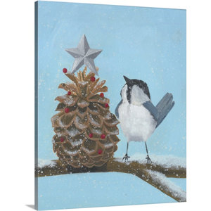 Chickadee Christmas II by Grace Popp Painting Print on Canvas