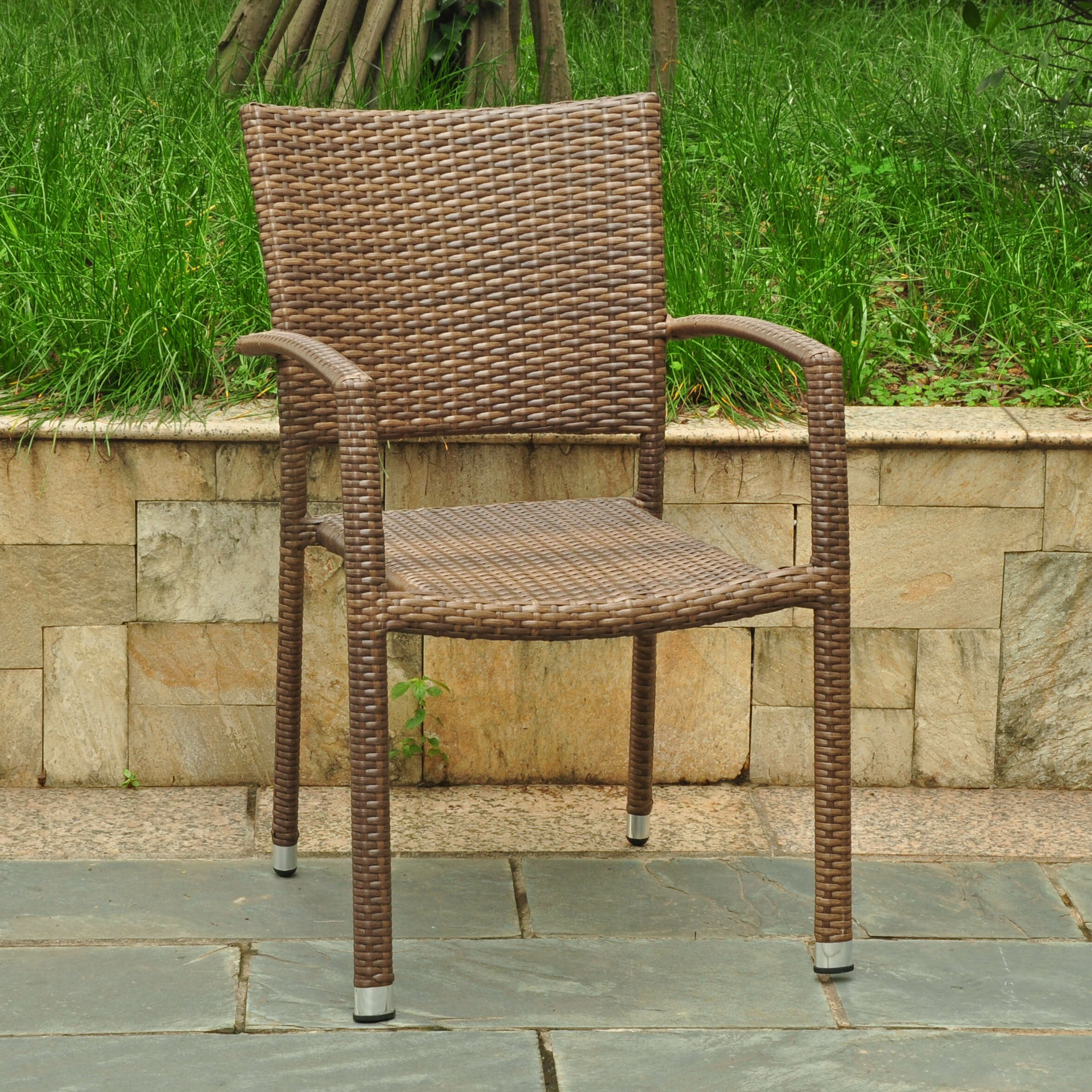 stackable brown wicker chairs