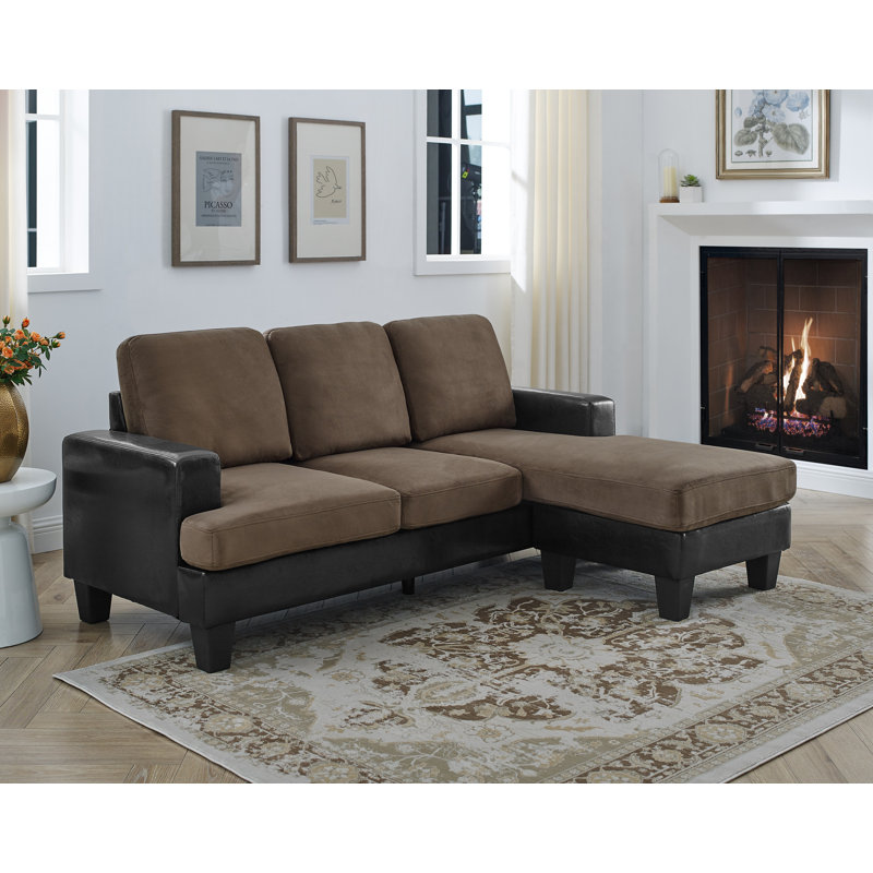 17 Stories Hovey 72 Faux Leather Reversible Sofa Chaise Reviews Wayfair