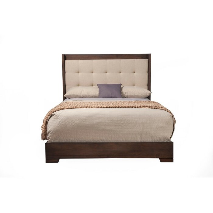 granby mahogany and okoume wood queen upholstered standard bed