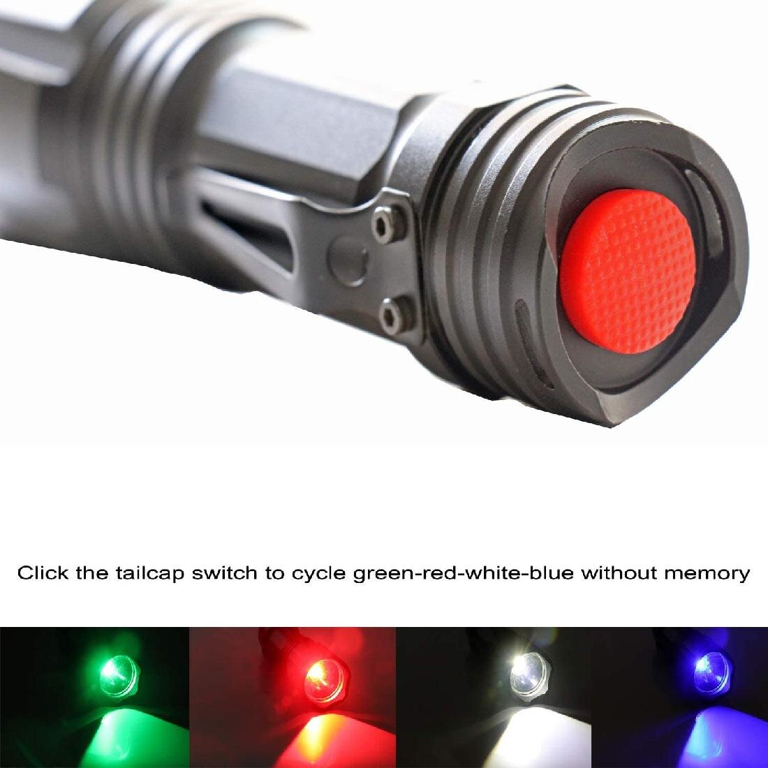 Tactical 4 IN 1 Multi Color LED Flashlight Hunting Torch Hog Fox W/ Battry Light 