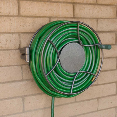 Yard Butler Garden Steel Wall Mounted Swivel Hose Reel