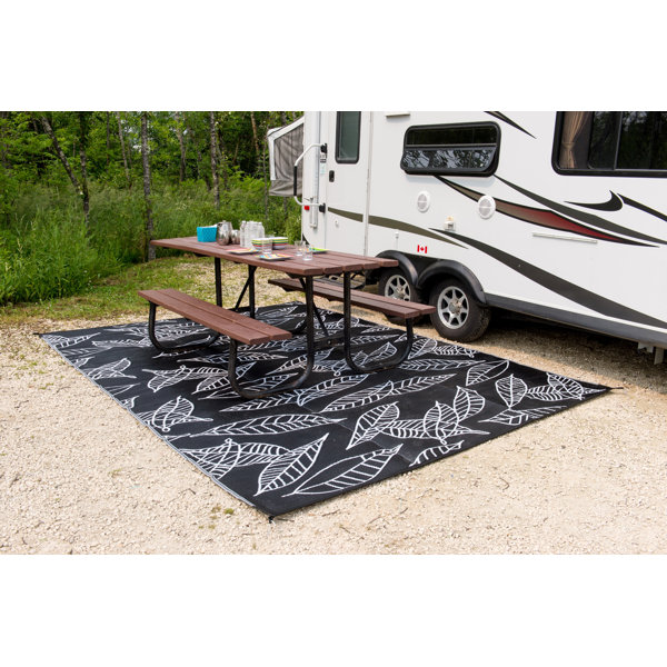 B B Begonia Arctic Reversible Rv Camping Patio Mat Black White Indoor Outdoor Area Rug Reviews Wayfair Ca