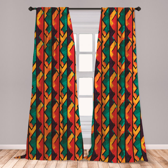 East Urban Home Ambesonne Grunge 2 Panel Curtain Set Geometric
