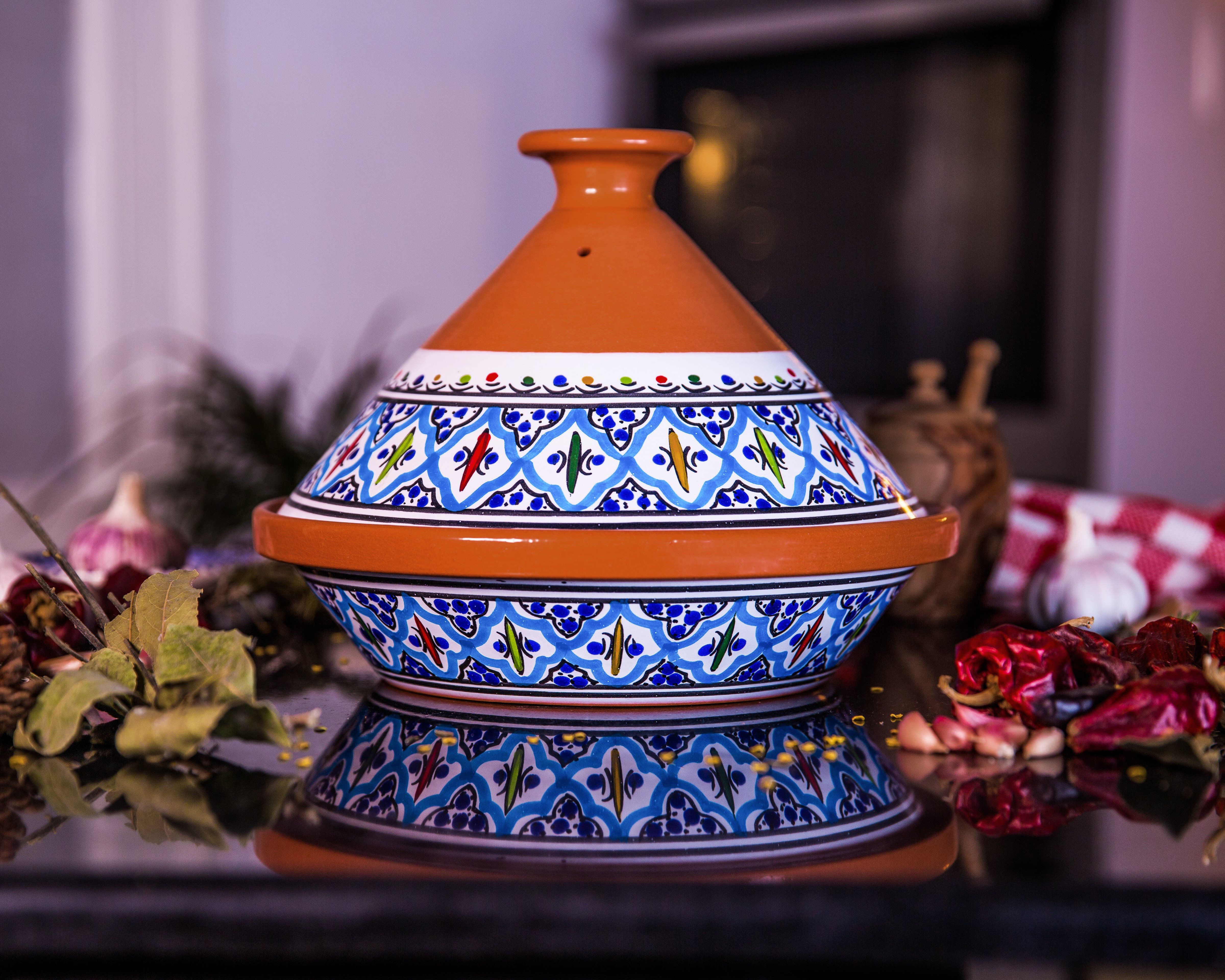 KAMSAH Moroccan Non-Stick Ceramic Round Tagine