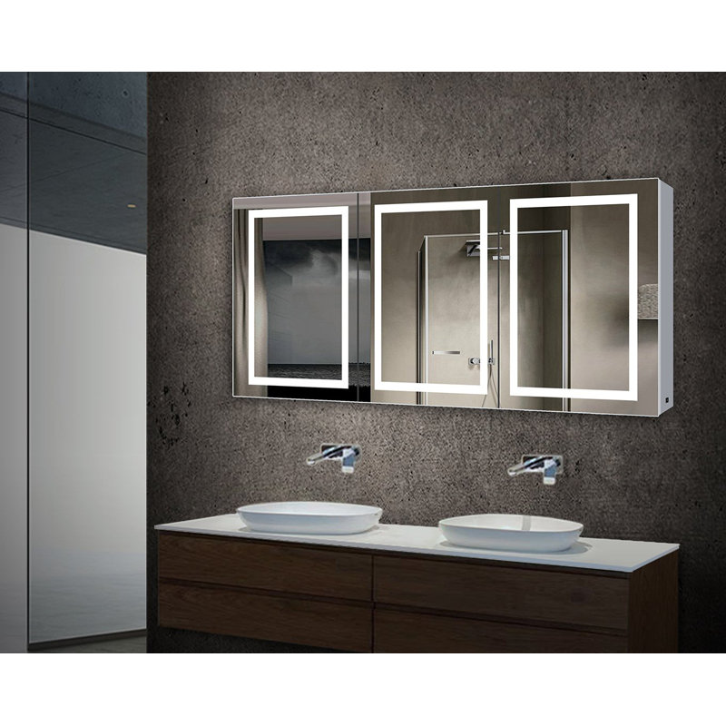 Wen Lighting Double Sided Beveled Frameless Lighted Bathroom Mirror Wayfair Wen Lighting Double Sided Beveled Frameless Lighted Bathroom Mirror Wayfair