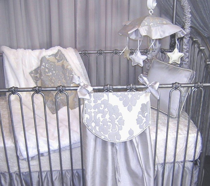 silver crib bedding