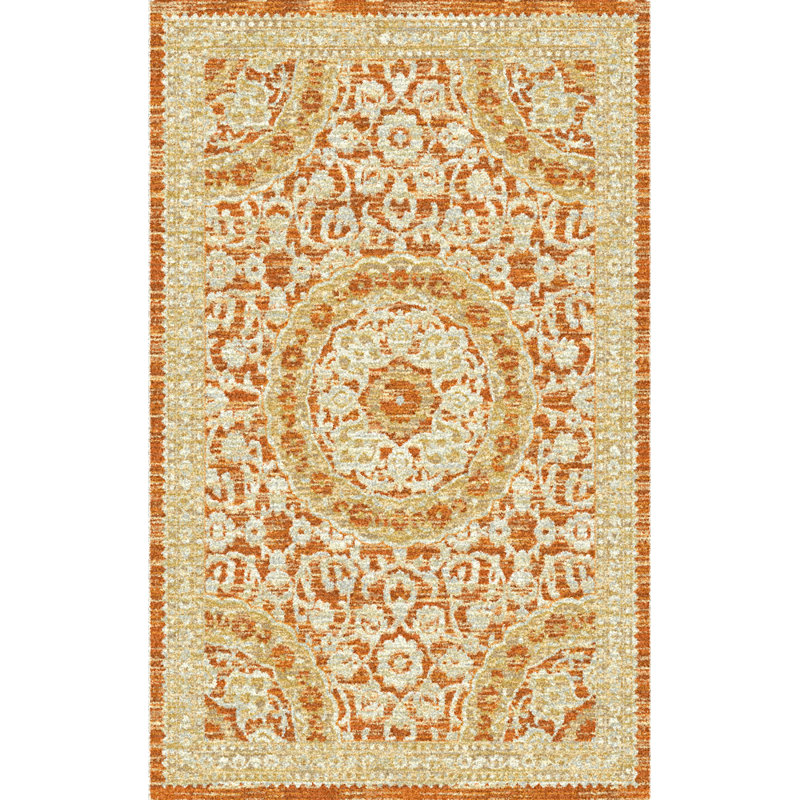Charlton Home Weyant Spice Burnt Orange Tan Ivory Area Rug Wayfair