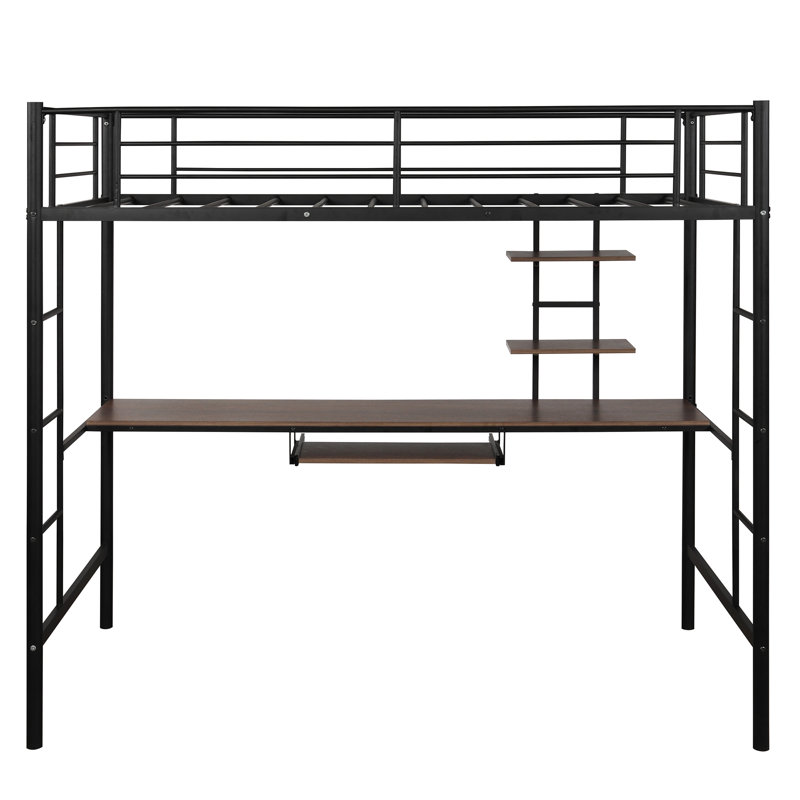 Isabelle Max Tradera Twin Loft Bed With Desk And Shelves Wayfair Ca