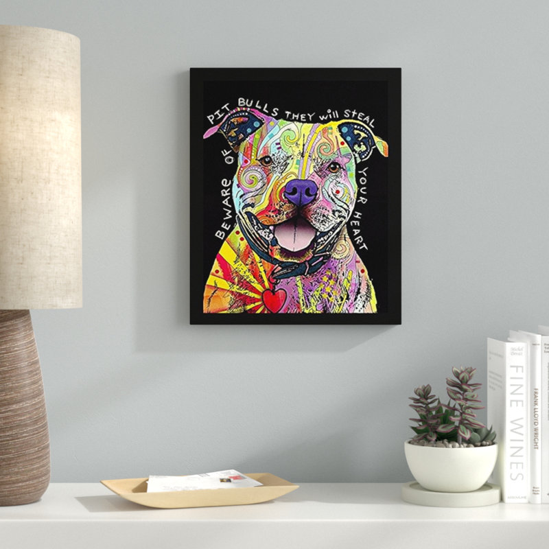 pitbull pit bull framed canvas ready to