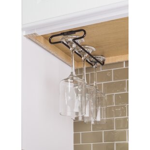 Rustic State Eze Stemware Glass Rack Under Cabinet Easy to Install Hanging Bar Glass Rack 21.6 Inch by 10 Inch Chestnut 
