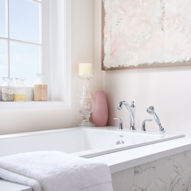 American Standard Patience Double Handle Deck Mounted Roman Tub Faucet With Diverter And Handshower Wayfair