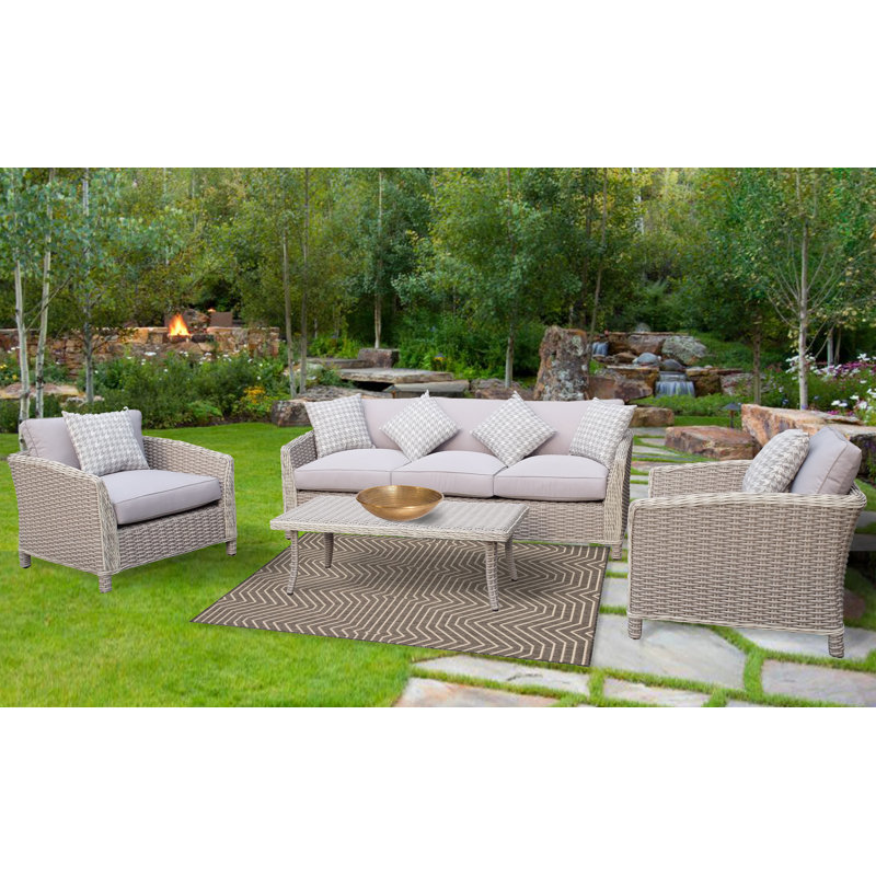 Birch Lane™ Heritage Spafford 4 Piece Rattan Sofa Seating Group with