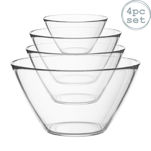 Bormioli Rocco 4 Piece Basic Glass Mixing Bowls Set