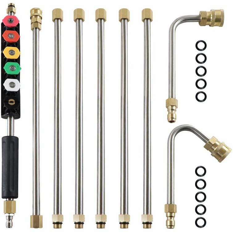 4000PSI High Pressure Power Washer Wand Lance Stainless Steel Gas 5 Nozzles Tip 