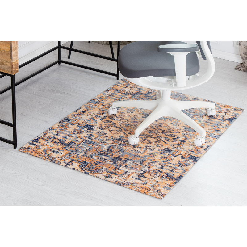 Anji Mountain 40 X 54 Onondaga Blue Orange 1 4 Rug D Chair Mat Wayfair