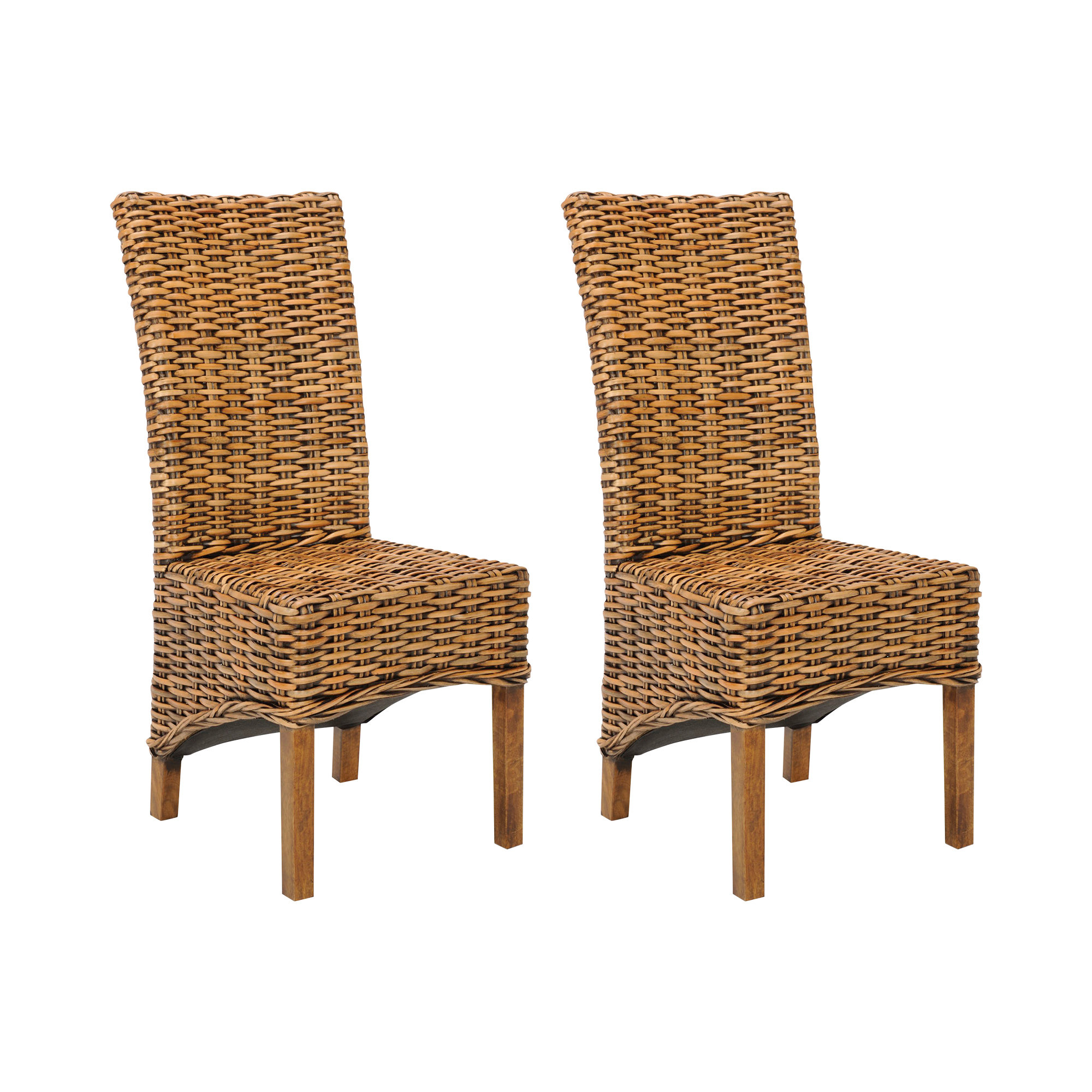 Fusion Solid Oak Furniture Hazelnut Fabric High Back Upholstered Chairs PAIR