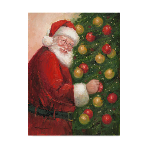 Trademark Art Santa With Ornaments Acrylic Painting Print On