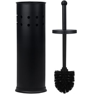 Flat Toilet Brush with Holder Grey Toilet Brushes & Holders 2 Pack DOWRY Stainless Steel Toilet Bowl Brush and Holder for Bathroom Replacement Black Toilet Brush Head Black with Holder 