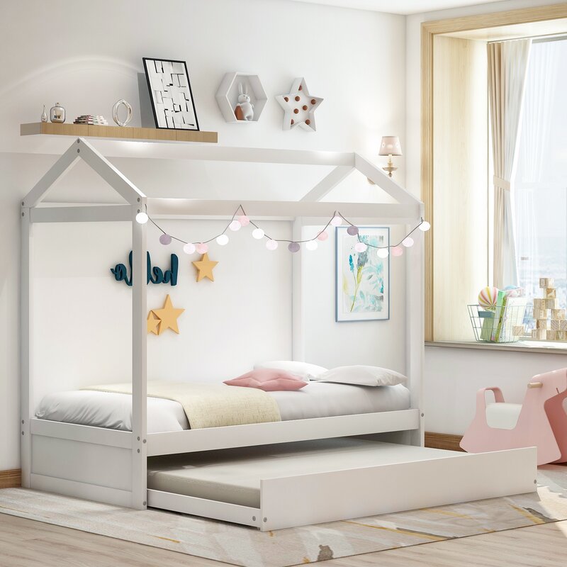 Isabelle & Max™ Romney Twin Canopy Bed with Trundle | Wayfair