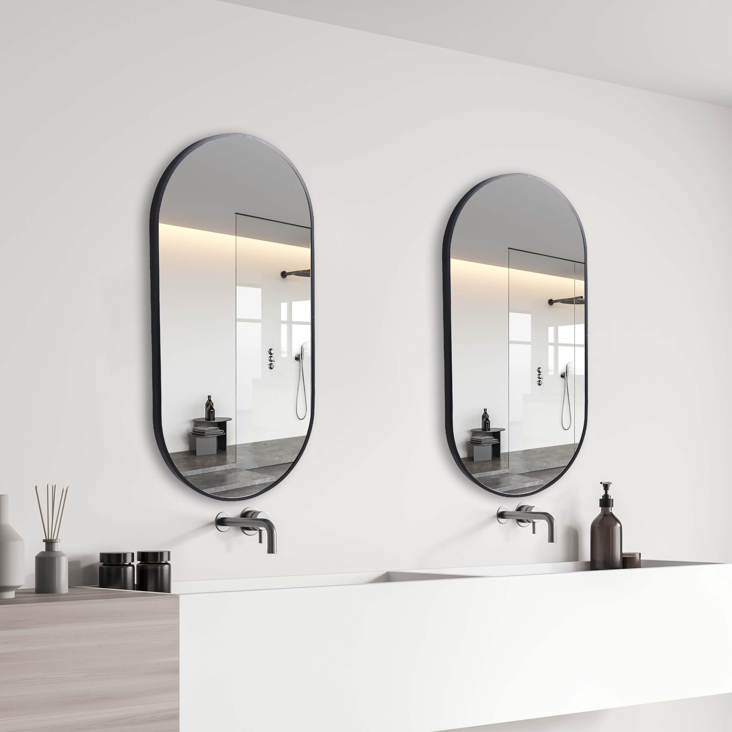 Latitude Run® Oval Mirror Black Frame Wall Mirror Oval Vanity Mirror ...