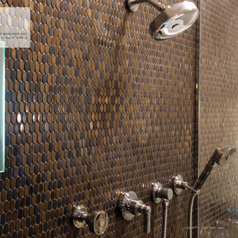 Emser Tile Confetti Porcelain Penny Mosaic In Bronze Reviews Confetti Porcelain Penny Mosaic Tile In Bronze