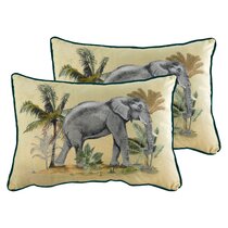 LIMITED STOCK Clarke & Clarke Natural Elephants scatter cushion covers made UK