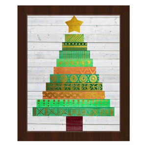 'Verdant Gift Tree' Framed Graphic Art on Canvas