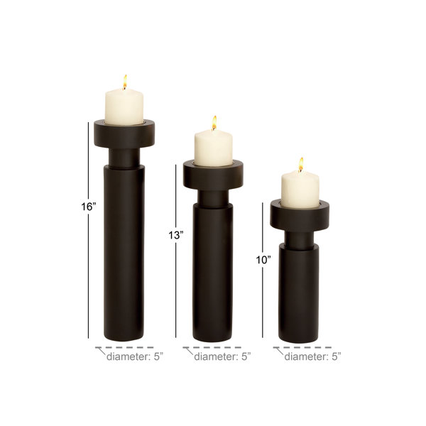 3 Piece Wood And Aluminum Candlestick Set Reviews Allmodern
