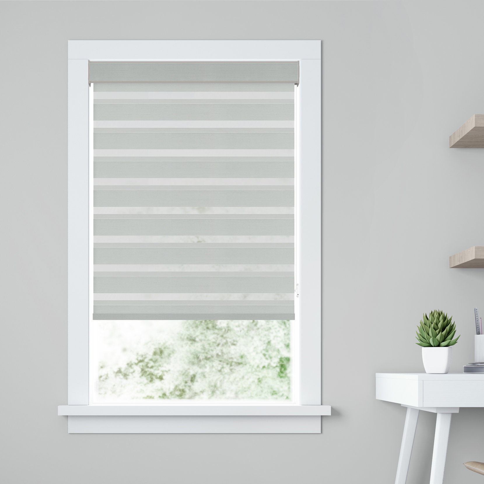 Levolor Custom Cordloop Banded Roller Shades, Brilliance in Gray Wayfair