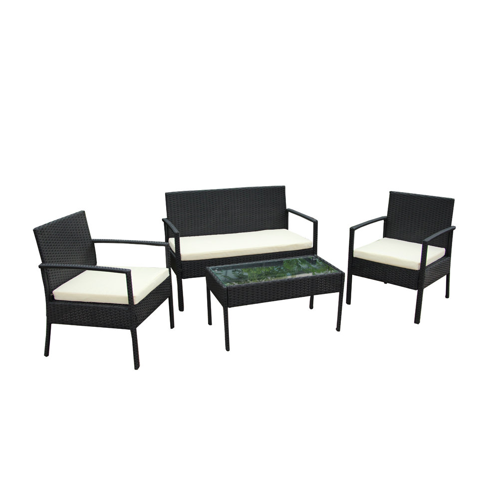 Aleko Linosa 4 Piece Rattan Sofa Set With Cushions Reviews Wayfair